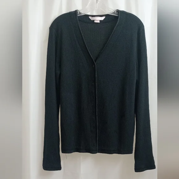 Victoria's Secret Dark Grey Thermal Cardigan Sweater w/ Bell Sleeves-Size: Large - Picture 6 of 10